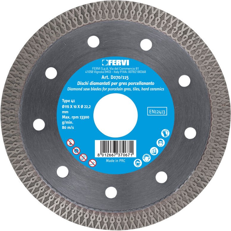 Fervi - Diamanttrennscheibe fur professionelles Feinsteinzeug 115x222 mm d070/115