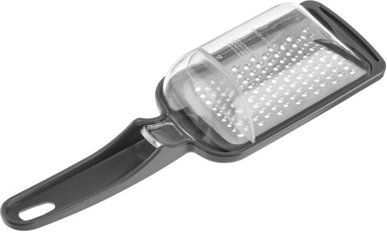 Kadax - Reibe mit Behälter aus Kunststoff, Gemüsereibe aus Edelstahl, Grau
