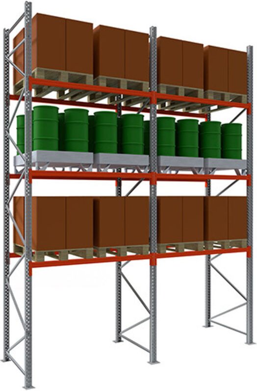 Palettenregale 3 Ebenen - nächstes Element - Länge 2700mm - Nur mit einem Startmodul verwendbar - RAYPAL/P/3N/6018/S