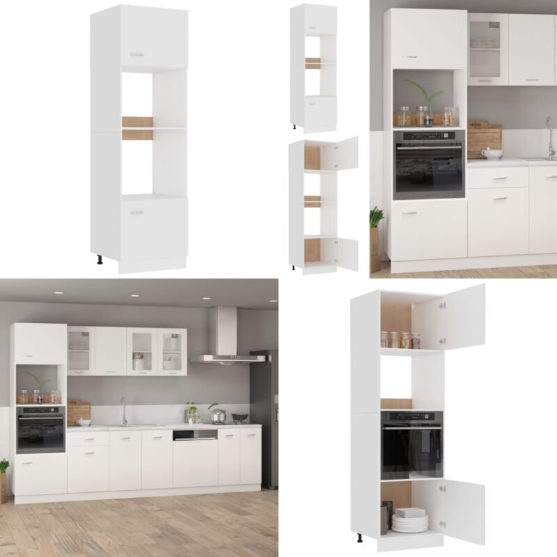 Mikrowellenumbauschrank Weiß 60x57x207 cm Holzwerkstoff - Küchenmöbel - Schranksystem - Holzschrank - Aufbewahrungsregal...