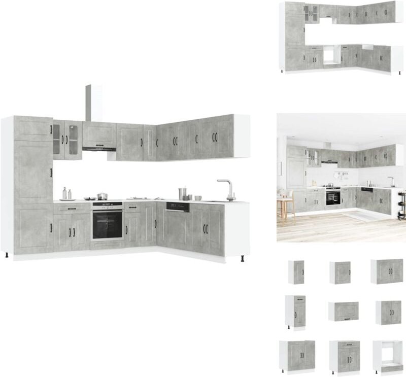 Vidaxl - 14-tlg. Küchenschrank-Set Kalmar Betongrau Holzwerkstoff - Küchenschrank-Set - Küchenschrank-Sets - Küchenzeile...
