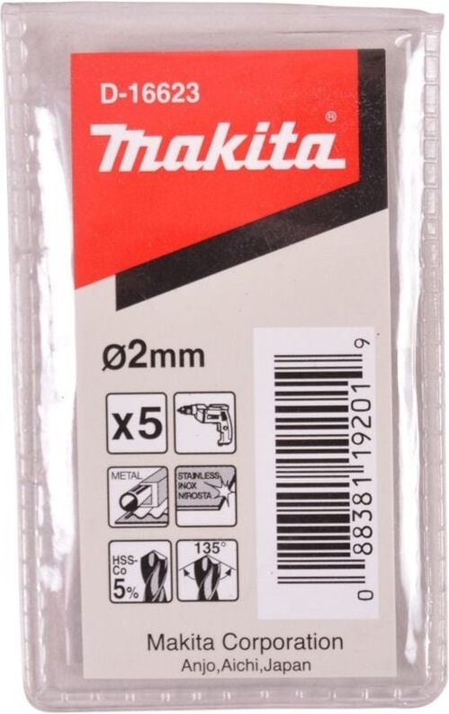 Hss Co Metallbohrer, ø 2,0 mm, Länge 49 mm, 5 Stk. - Makita