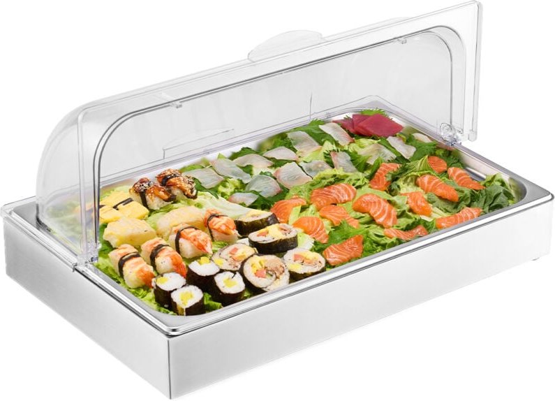 Thumbnail - VEVOR Servierbehälter Buffet-Behälter Gastronormbehälter aus Edelstahl (1 Behälter), Präsentationsständer mit transparen...