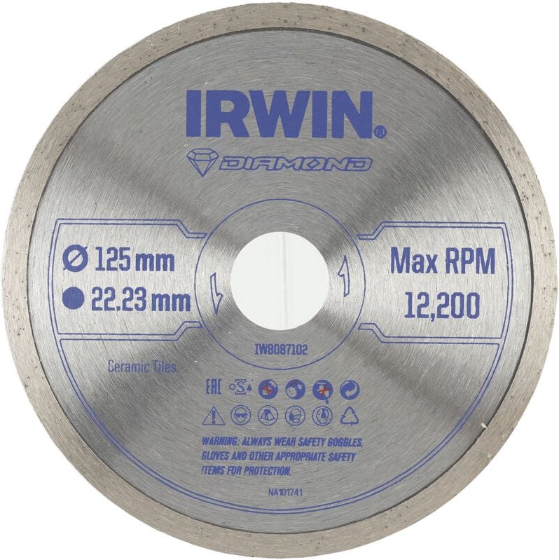 Irwin - tarcza diamentowa 125mm x 22,23mm / pełna do płytek podłogowych i ściennych