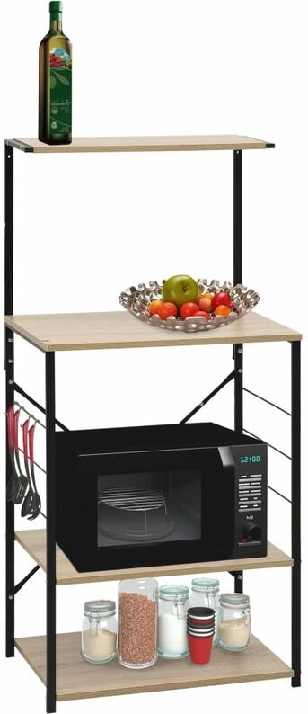 Maison Exclusive Mikrowellenregal Schwarz Eiche 60x39,6x123 cm