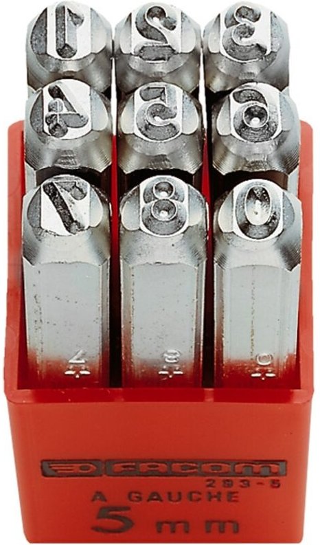 FACOM Schlagziffern 0 - 8, Höhe 5 mm, 9-tlg.