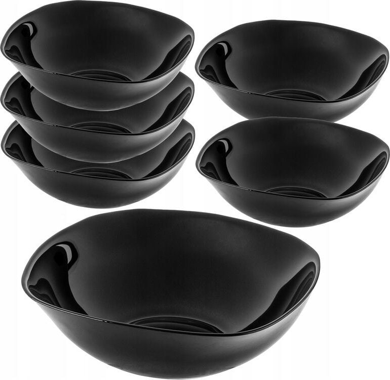 Schwarze Glasschale, 17,5x17,5cm Salatschale, Set Schale, mikrowellengeignete Müslischüssel, s - Kadax