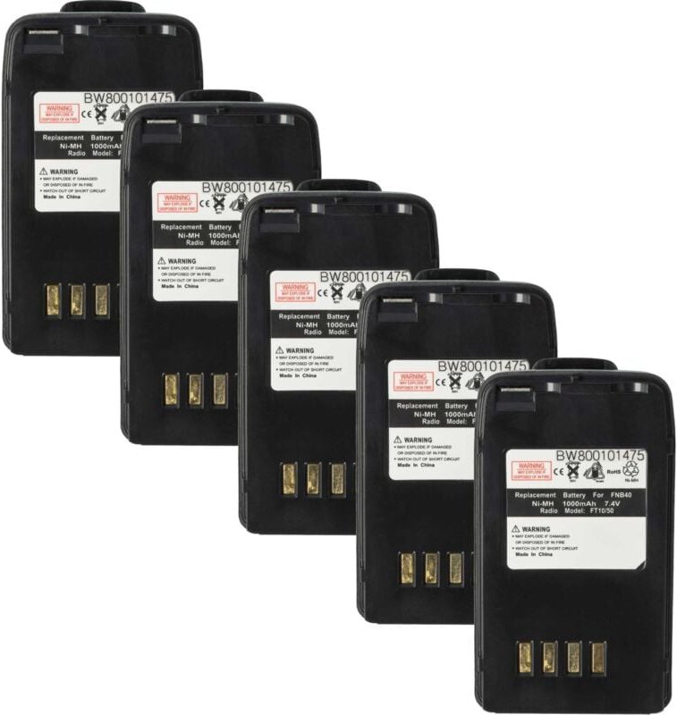 vhbw 5x Akku kompatibel mit Yaesu Vertex FT-10R, VXA-100, FT-50R, FT-40R Funkgerät, Walkie Talkie (1000 mAh, 7,4 V, NiMH...
