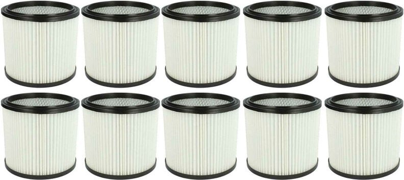 10x Faltenfilter kompatibel mit Aqua Vac Max 630, 30, 7, 18 Staubsauger - Patronenfilter, Weiß - Vhbw