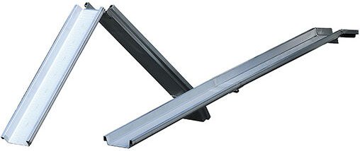 Alu Verladeschiene (Einzelstück) mit Rand, klappbar - Länge 1485mm (gefaltet 835mm) - Innenbreite 155mm, Auffahrhöhe 380...