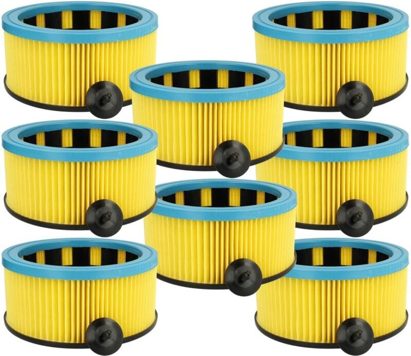 8x Faltenfilter kompatibel mit Eibenstock SS140, SS1200 Staubsauger - Patronenfilter, Gelb Schwarz Blau - Vhbw