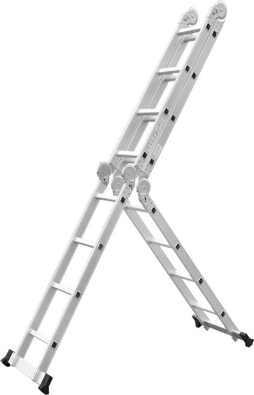 Teleskopleitern Mehrzweckleiter Aluminium mit plattform 4,7m Multifunktionale Klappleiter Arbeitsleiter bis 150kg, 16 St...