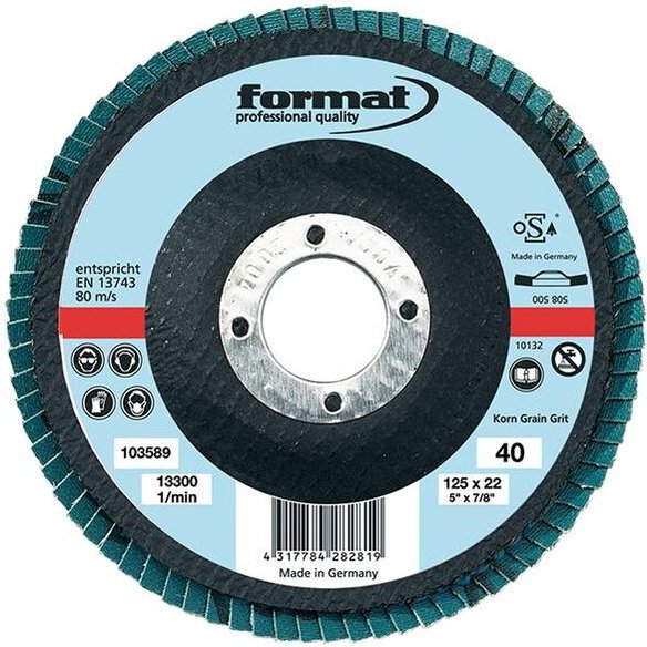 Format - Schleifmopteller mit Kunstharzbindung gewölbt 115mm K60