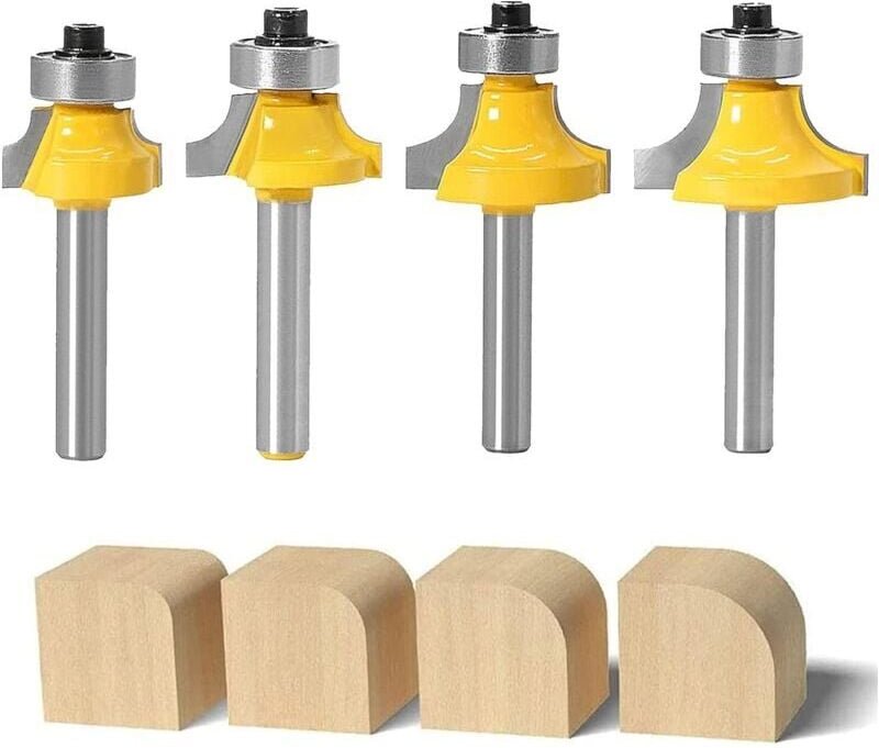 YMYNY 4 Stück 8 mm Hartmetall-Fräser, Nutfräser, Holzbearbeitungsfräser, 8 mm Gehrungsfräser für Türen, Tische, Regale, ...