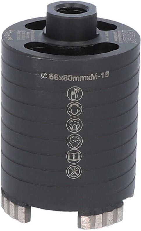 Diamant Dosensenker, Dosenbohrer mit M16-Aufnahme Nutzlänge 80 mm 68 mm, 4 Segmente mit radialen Absaugöffnungen