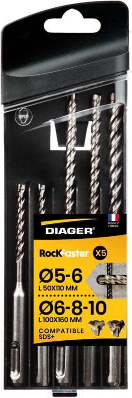 Set mit 5 Betonbohrern sds Plus Rockfaster Diager 1004A