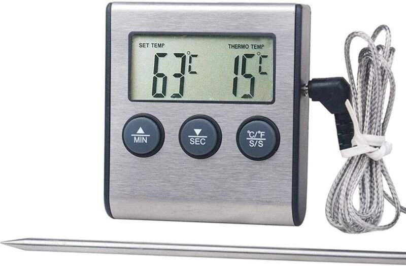 KZQ - 300 °c Lebensmittel-Kochthermometer mit Alarm-Timer – Temperaturanzeige für Küche und Grill