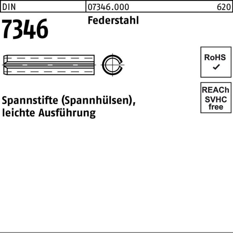 DIN 7346/ISO 13337 Spannstifte (Spannhülsen) Federstahl 16 x 20 S 50 Stk