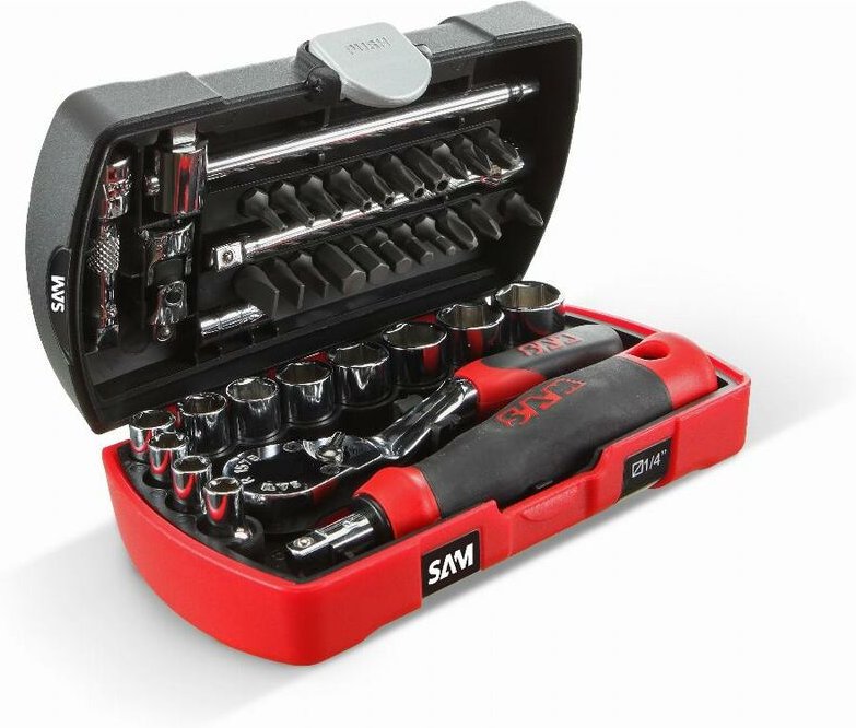 Sam Outillage - Set mit 39 Steckschlüsseln und Zubehör + Multifunktionszange pocket-rj