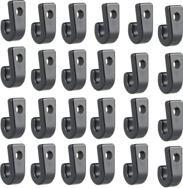 Ahlsen - 50 Stück Kajak-J-Haken aus schwarzem Nylon, langlebige Kunststoff-Kajak-Spannhaken, J-förmige Haken für Kajak-B...