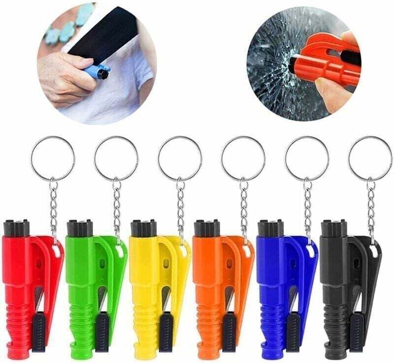 Thumbnail - 6-teiliges 3-in-1-Schlüsselanhänger-Werkzeug zum Zertrümmern von Autofenstern, lebensrettendes Multifunktionswerkzeug, N...