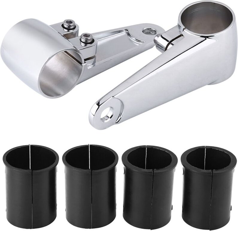 Jeffergarden 2 Stück verchromte Motorrad-Scheinwerfer-Seitenmontage-Vorderradgabelhalterung für 35-mm-41-mm-Gabelrohr