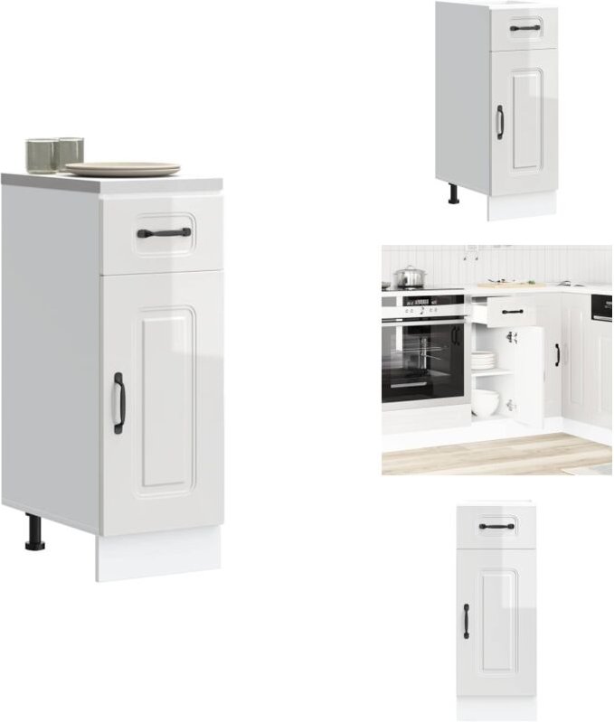 Küchenunterschrank Kalmar Hochglanz-Weiß Holzwerkstoff - Küchenunterschrank - Küchenunterschränke - Spülenunterschrank -...