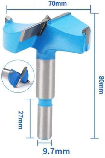 Thumbnail - Csparkv - 70 mm blau-graue Bohrer, Wolframkarbid-Holz-Lochsäge, Schneckenöffner, Holzbearbeitung, Scharnier, Lochbohren,...