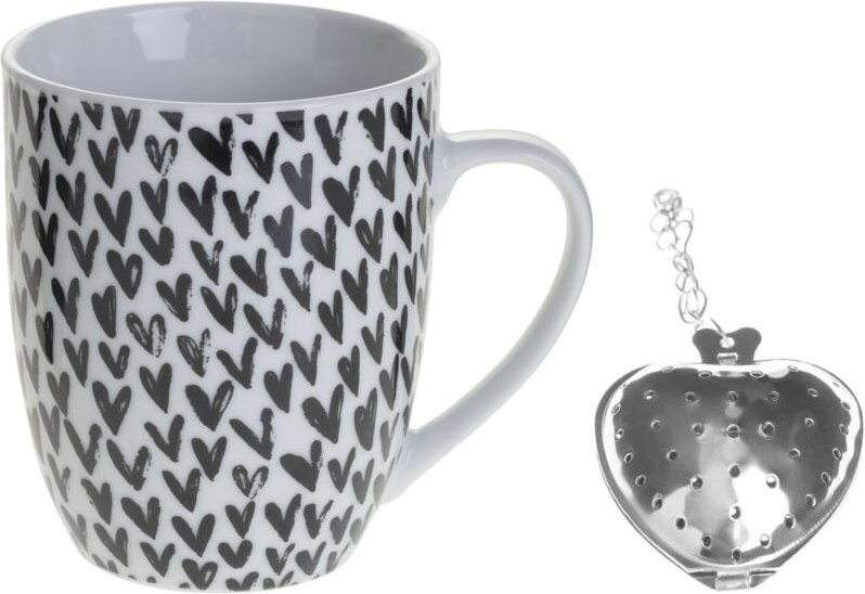 Secret De Gourmet - amor Porzellan Teebecher 360 ml schwarze Herzen