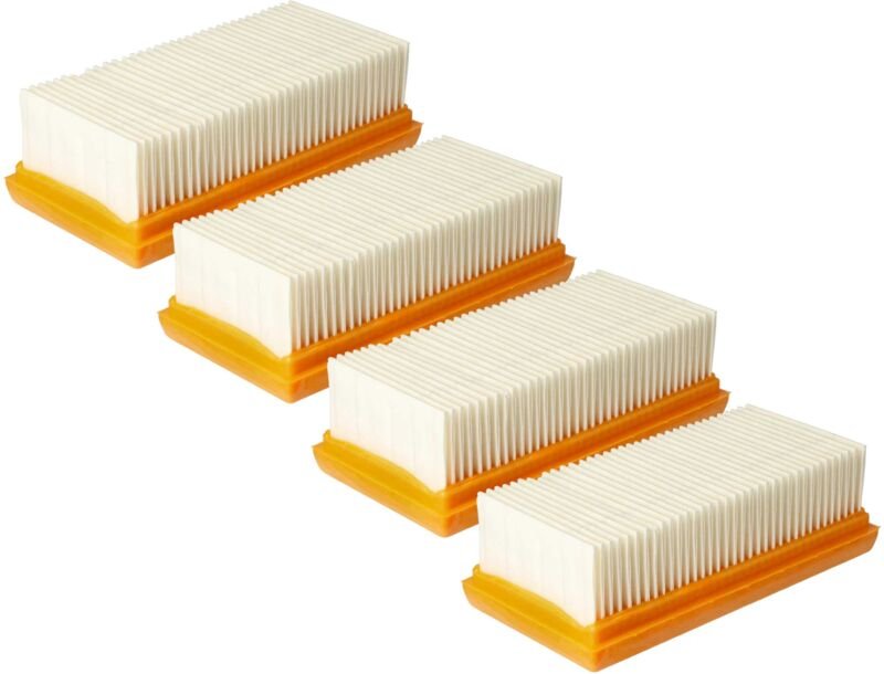 4x Flachfaltenfilter kompatibel mit Nilfisk Attix 33-2L ic, 33-2H ic, 33-2H pc, 33-01 ic Staubsauger - Motorkühlluftfilt...