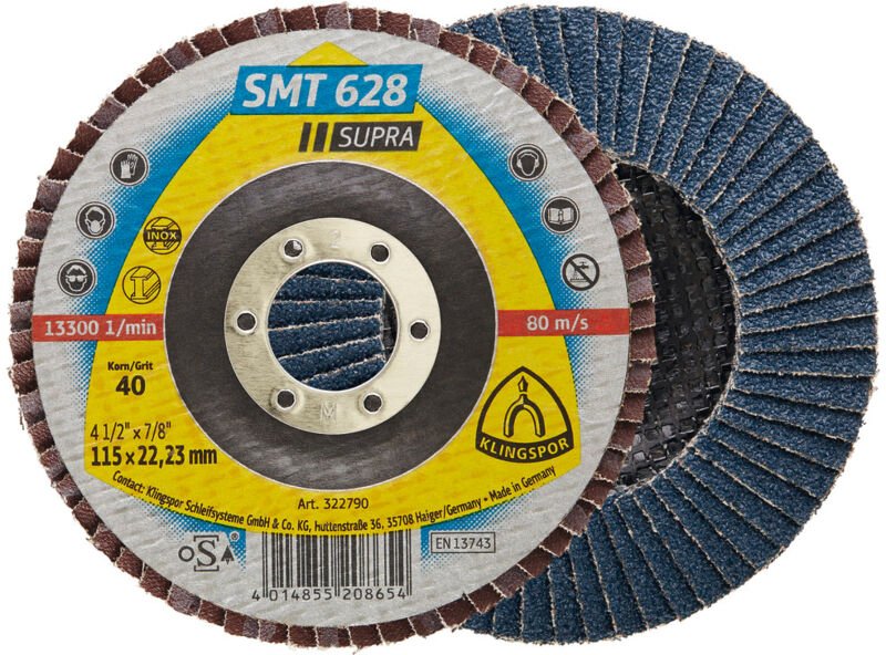 Klingspor - 322793 Fächerscheibe smt 628 Supra d. 115 mm Körnung 80 gerade inox Zi