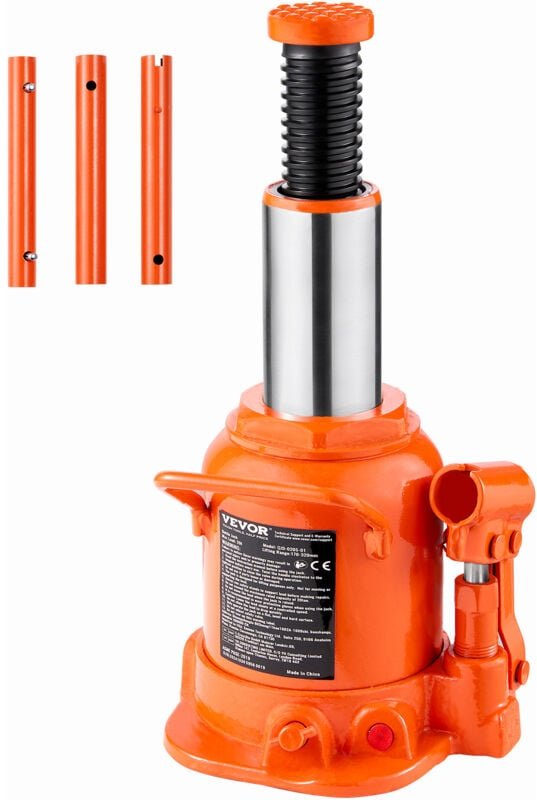 Hydraulischer Wagenheber 20 t Stempelwagenheber Flaschenwagenheber mit 17-32 cm Hubbereich und 3-teiligem langem Griff, ...