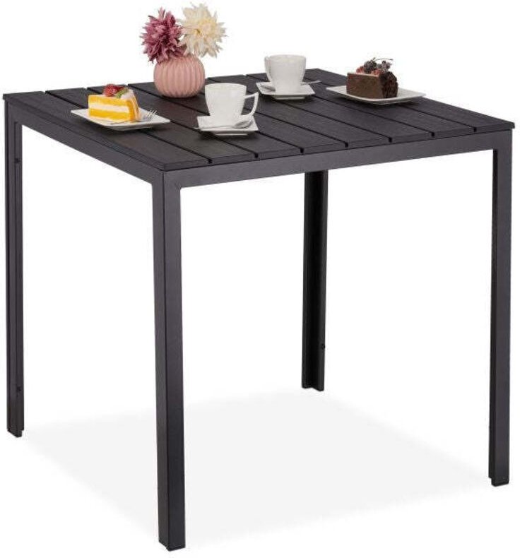 Square garden table in wood look