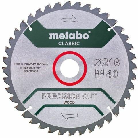 Metabo - Sägeblatt precision cut wood - classic, 216x2,4/1,8x30, Z40 wz 5°neg. (628060000)