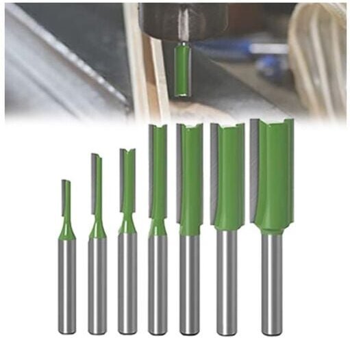 7-teiliger gerader Fräser mit 6 mm Schaft, Wolframkarbid-Holzbearbeitungswerkzeug, gerader Fräser mit einer oder zwei Nu...