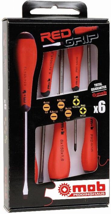 Thumbnail - Mob Outillage - Satz 6 Schraubendreher Redgrip 4 Schlitz + 2 ph - mob - 9129001101