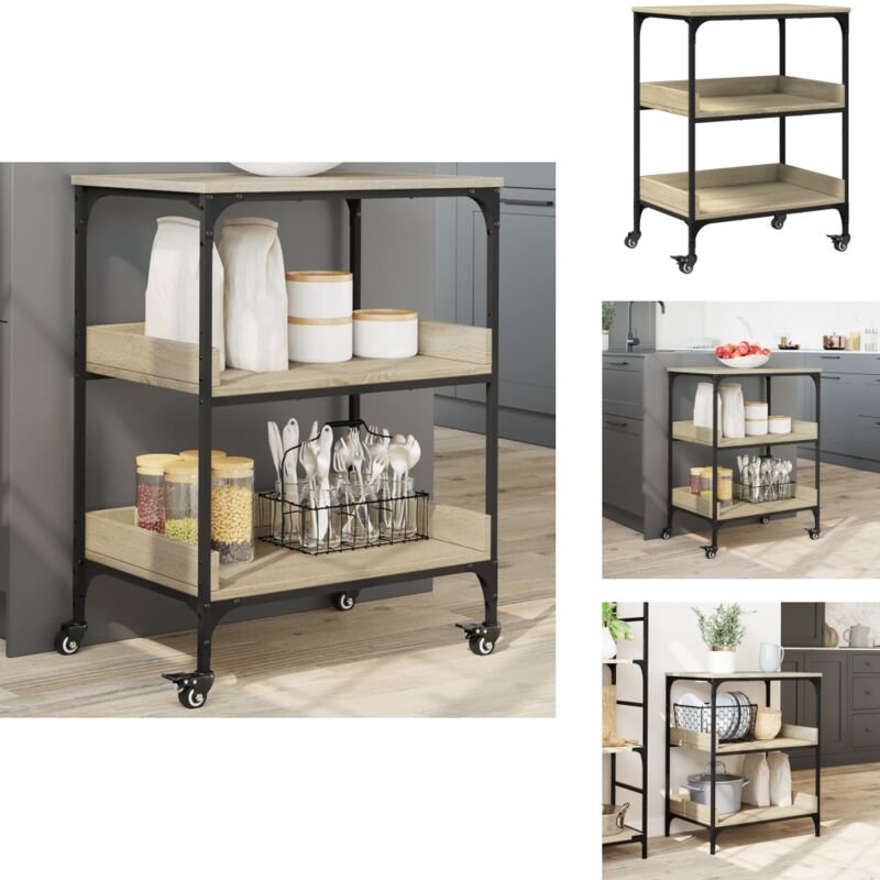 Küchenwagen Sonoma-Eiche 60x41x80,5 cm Holzwerkstoff - Küchentisch - Küchenschrank - Kücheninsel - Holztisch - Esstisch