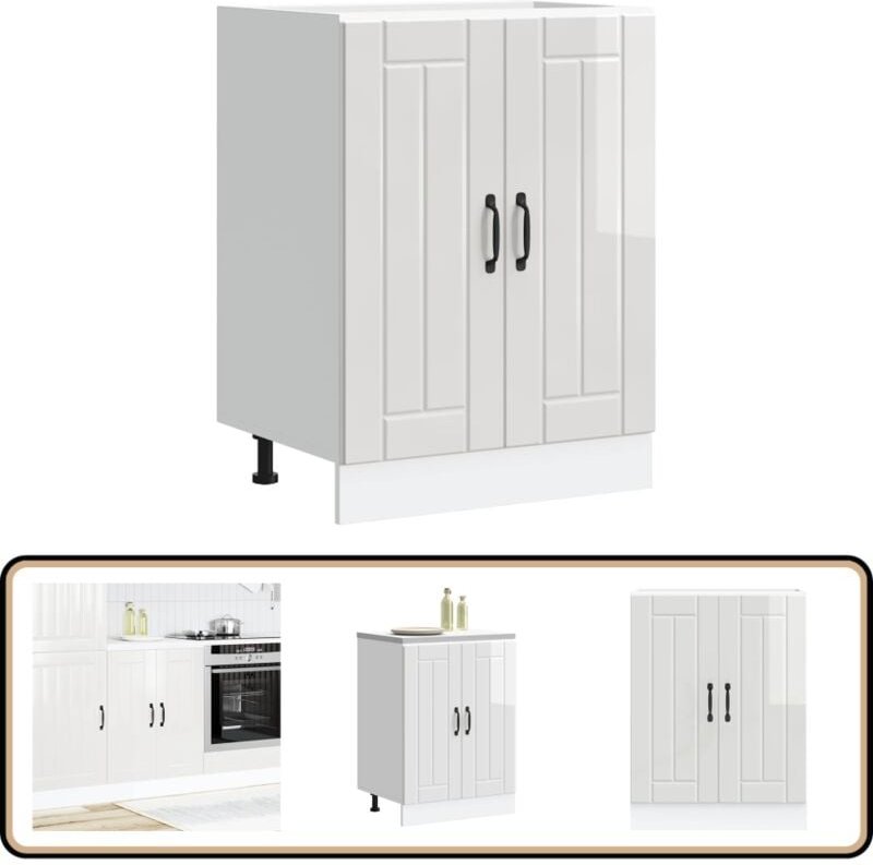 Spülenunterschrank Lucca Hochglanz-Weiß Holzwerkstoff - Vidaxl