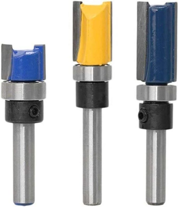 3 Fräser von 6,35 mm mit großen Kanten und unteren Stäben für die Zimmerei - Schneidkanten von 11,9, 20 und 25 mm - KZQ