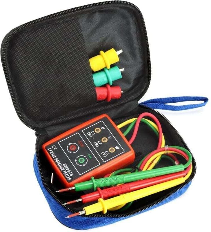 Drehstromprüfer, 60V600V AC, 20-400 Hz, mit Summertester und Krokodilklemmen