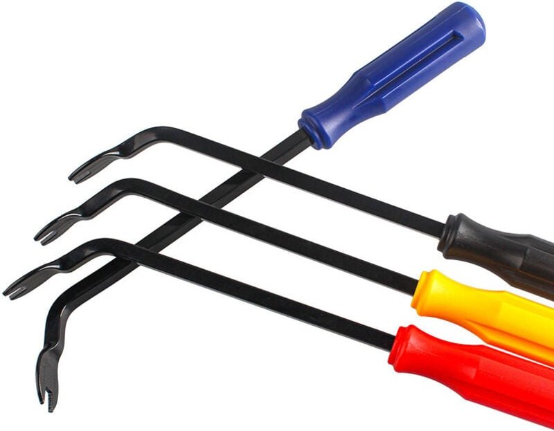 Lot von 4 Polsterklammerentferner, Polsterhefter für Nagelzieher, Polsterwerkzeuge für Möbel, Bürostuhl, Teppich, Holz