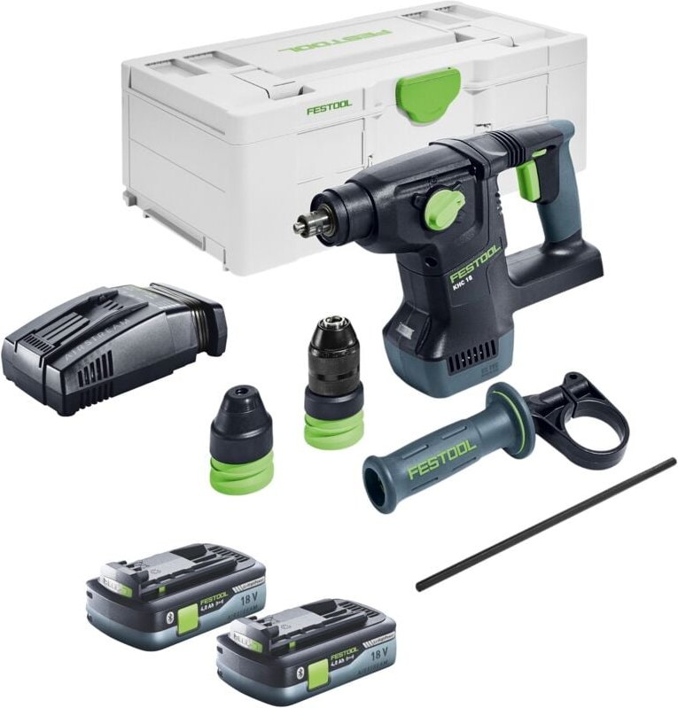 Khc 18 EB-Basic Akku Kombihammer 18 v 2,6 j SDS-Plus Brushless + 2x Akku 4,0 Ah + Schnellladegerät + Systainer - Festool