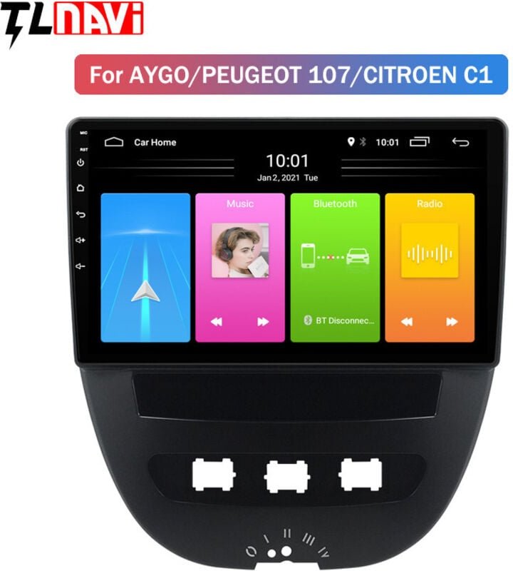 Kabelloses Carplay-Autoradio für Citroen C1/Toyota Aygo/Peugeot 107, Android 2G+64G HiFi Android Auto, 10-Zoll-Touchscre...