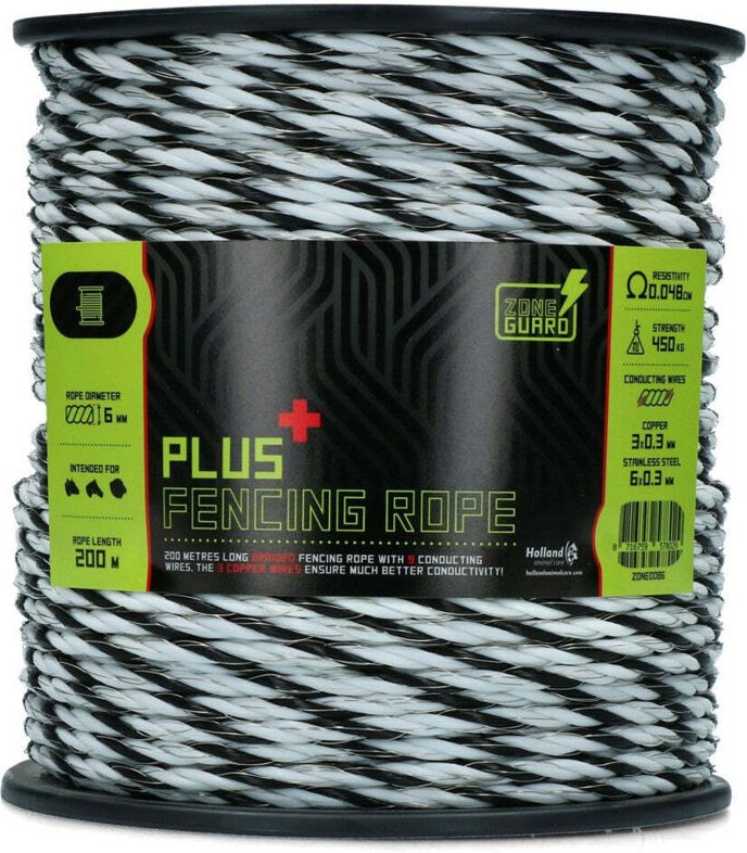 Zoneguard 6 mm plus zaunseil schwarz und wei 200 m