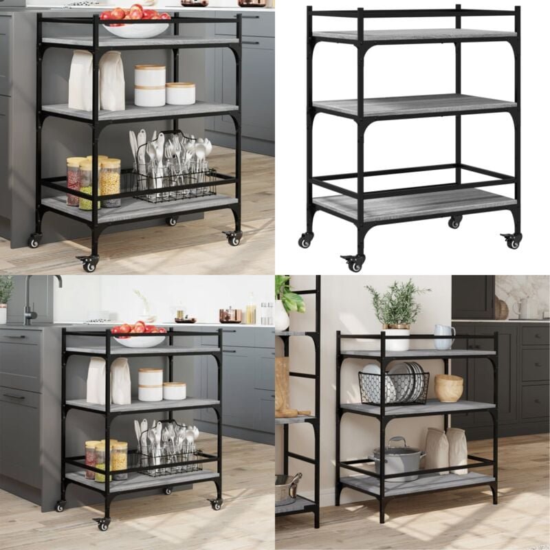 Küchenwagen Grau Sonoma 65x40x86,5 cm Holzwerkstoff - Küchenwagen - Holzwerkstoff - Grau - Vintage - Mobile Aufbewahrung...