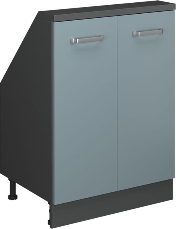 Dachschrägenschrank Rion, Blau-Grau/Anthrazit, mit 2 Türen, Vicco