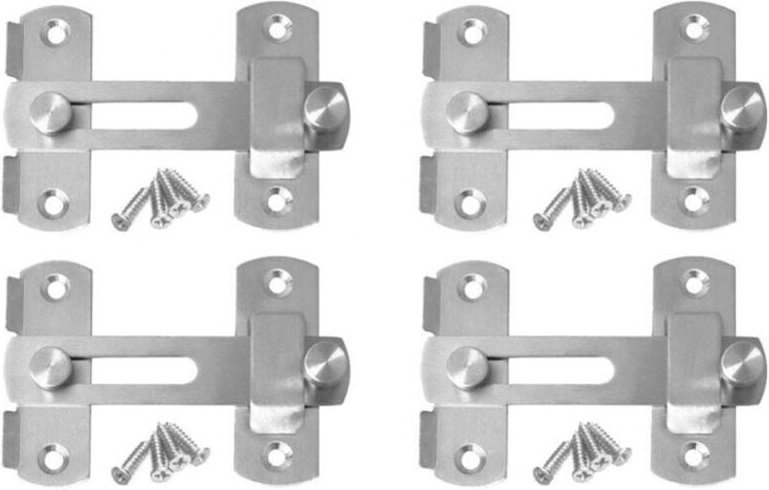 Cyslmuk - 4 Stück Edelstahl-Schiebetürscharnierschloss, Sicherheitsverriegelungsstange für Türen und Fenster, Möbel