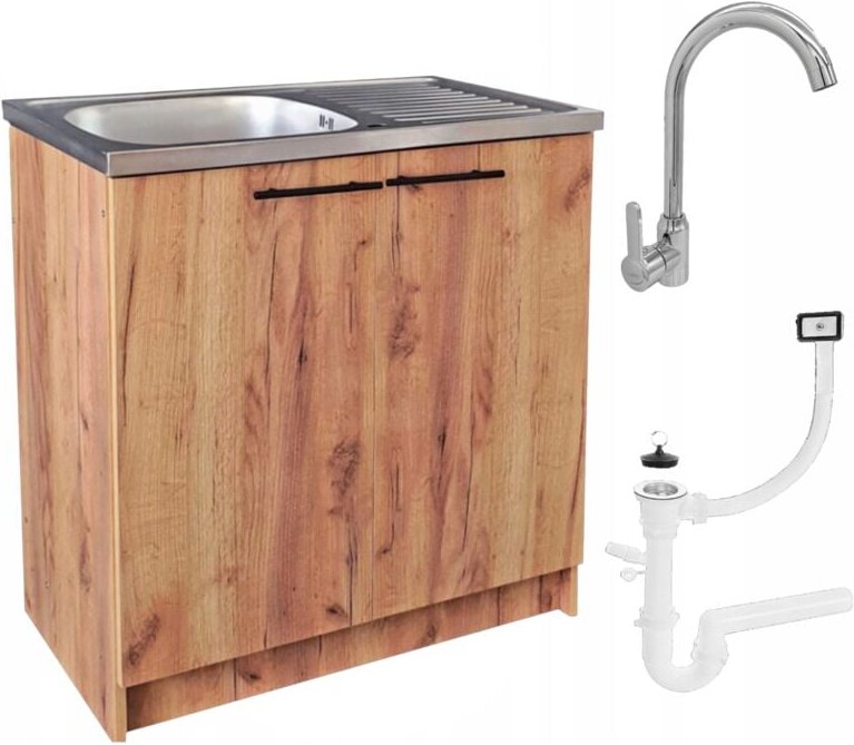 STAMAR Küchenschrank Unterbau - 80 cm - Eiche golden - Elegantes Design - Praktische Lösung