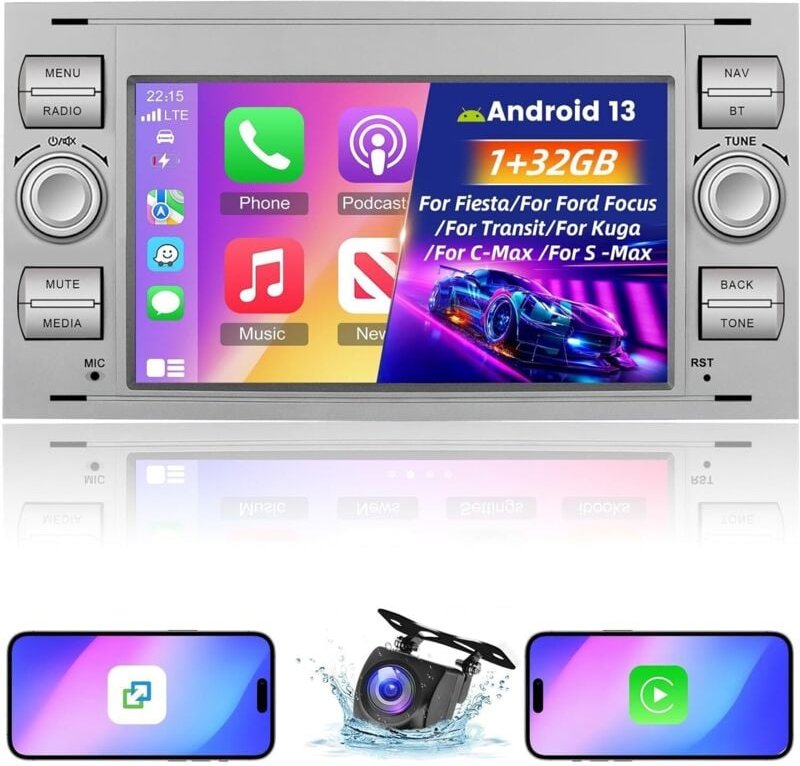 Android 13 Autoradio für Ford Transit Fiesta Focus Galaxy Mondeo Fusion für Kuga C-Max S-Max Connect mit Carplay & Andro...