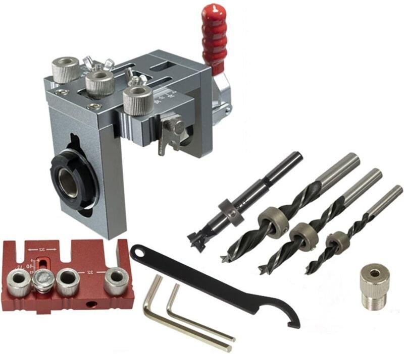 3-in-1-Vorrichtungssatz für die Holzbearbeitung, Schnellvorrichtung, einstellbarer 5/8/10/15-mm-Bohrführungs-Stanzsucher...